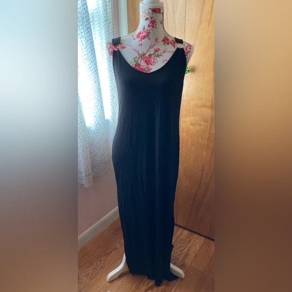 Green Envelope - Black Stretch Knit Maxi Sundress -SZ L - Picture 1 of 9